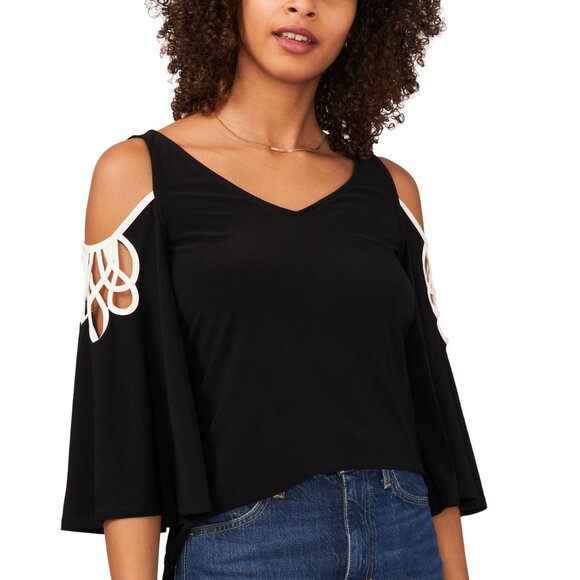 Vince Camuto Women's Cold-Shoulder Top - Rich Black - Picture 1 of 1